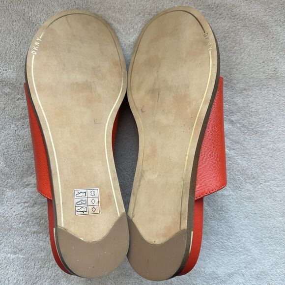 DKNY Daz Red Orange Leather Slide Sandals Women 9 M Toe Loop Casual Resort - Picture 15 of 16